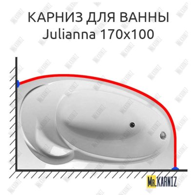 Карниз для ванны 1 MarKa Julianna 170х100 Усиленный 20 мм MrKARNIZ