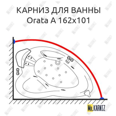 Карниз для ванны Doctor Jet Orata A 162х101 Усиленный 20 мм MrKARNIZ