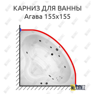 Карниз для ванны Aquatek Агава 155х155 Усиленный 20 мм MrKARNIZ