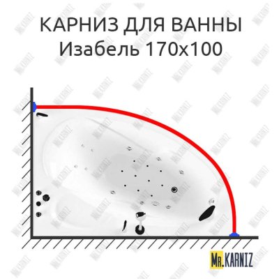 Карниз для ванны Triton Изабель 170х100 Усиленный 20 мм MrKARNIZ